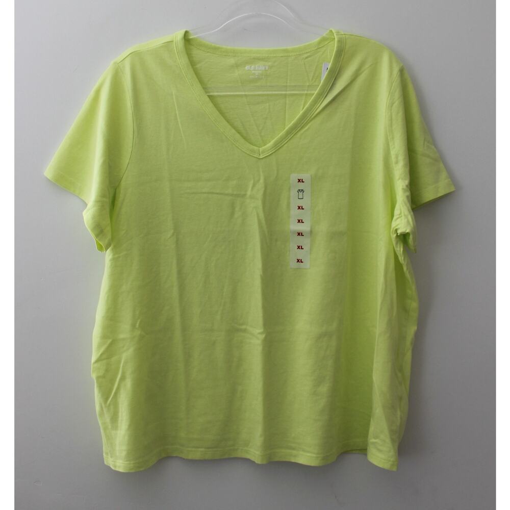 Old Navy Womens EveryWear V-Neck T-Shirt Size XL Yellowlime NWT
